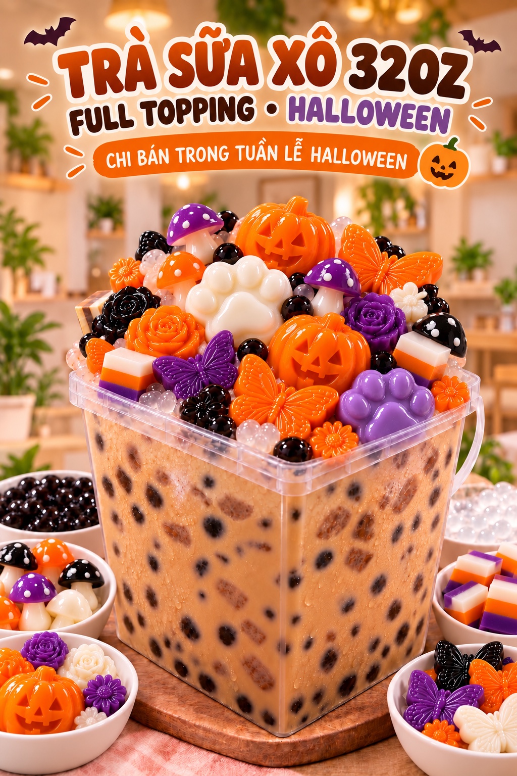 Trà sữa xô Halloween